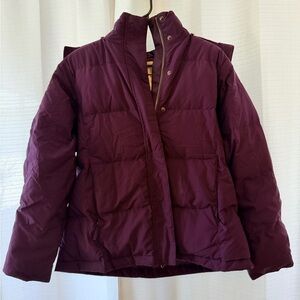 Women's LL Bean Vintage Purple Puffer Jacket with Detachable Hood